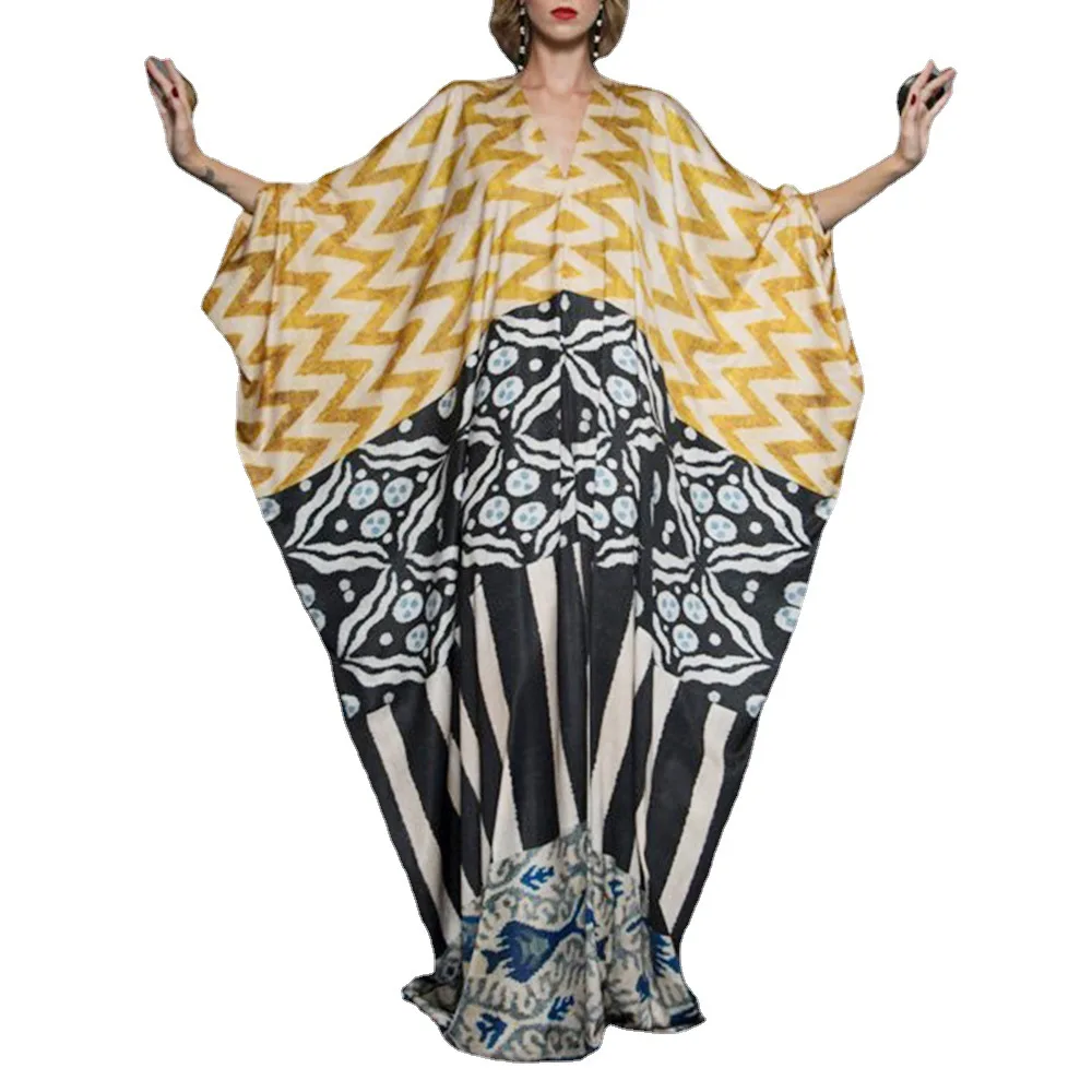 

Spring and summer 2021 new Middle East plus size loose holiday dress Amazon long skirt Muslim printed robe