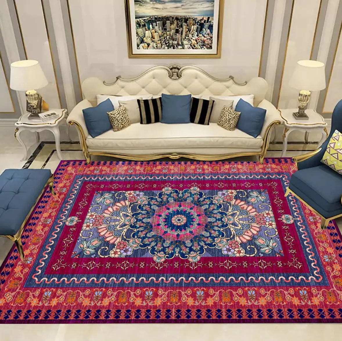 

Custom Turkey Persian Geometric Parlor Large Carpets Morocco Rug for Living Room Home High Quality Bohemian Area Rugs Floor Mat