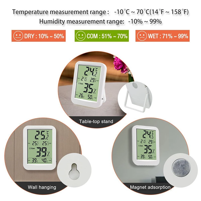Комнатный термометр EAAGD цифровой гигрометр с большим ЖК дисплеем для домашнего