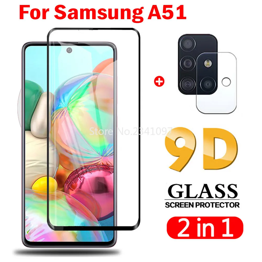 

Закаленное стекло 9D для Samsung A51 A71 A70 A50 A12 A21S, Защитное стекло для экрана камеры, 2 в 1, для Samsung Galaxy A31, A71, A51