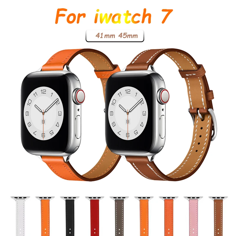 Ремешок для Apple Watch 7 41 мм 45 браслет Lether iwatch 6 se 5 4 3 2 apple samrt watch correa 38 40 42 44 | Наручные