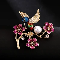 pearl rhinestone flower tree bird animal brooch fashion lady party jewelry gift