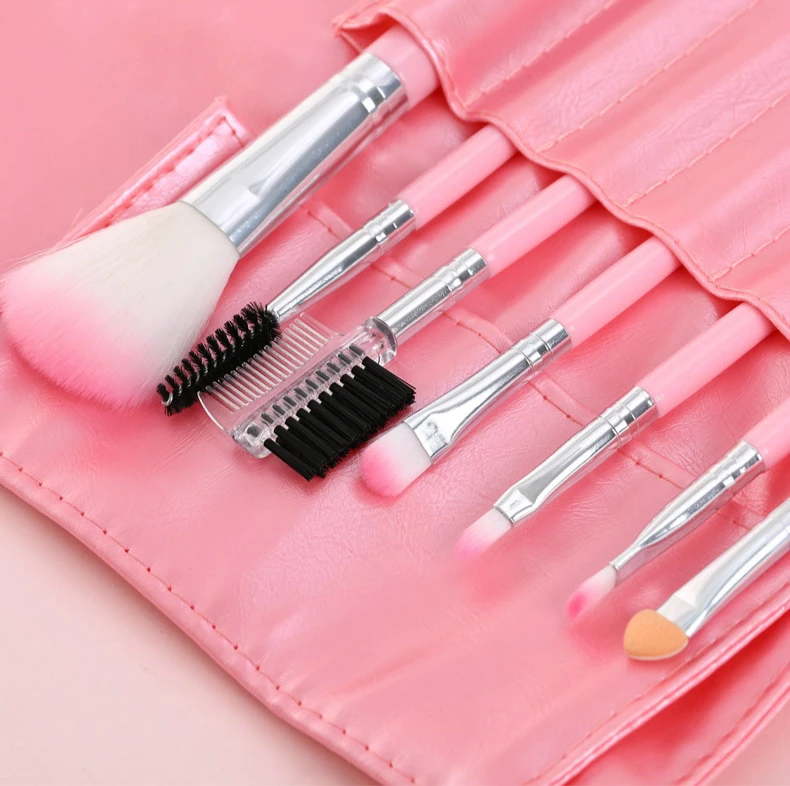 7 кистей для макияжа набор начинающих универсальная полиуретановая сумка