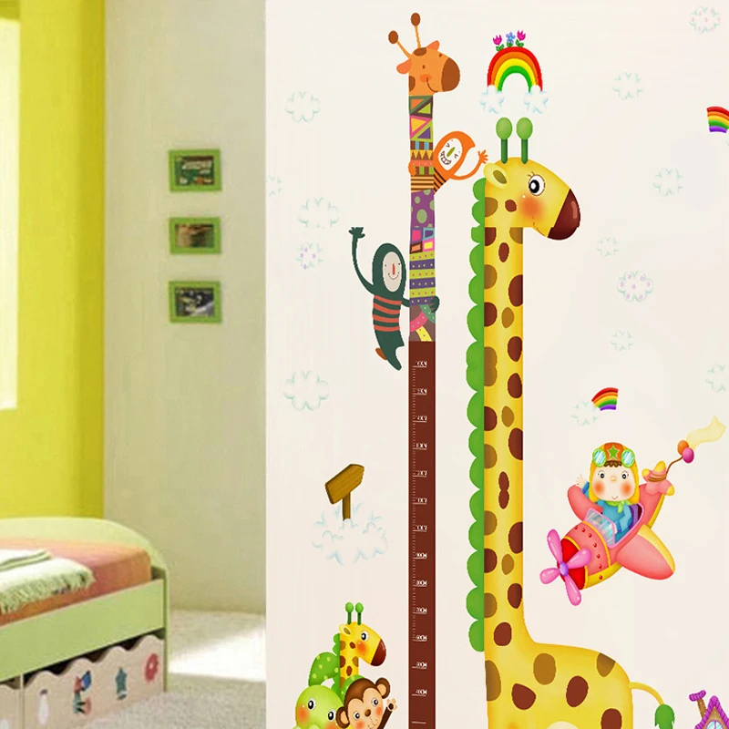 

New wall stickers giraffe elephant monkey living room children’s room kindergarten height stickers