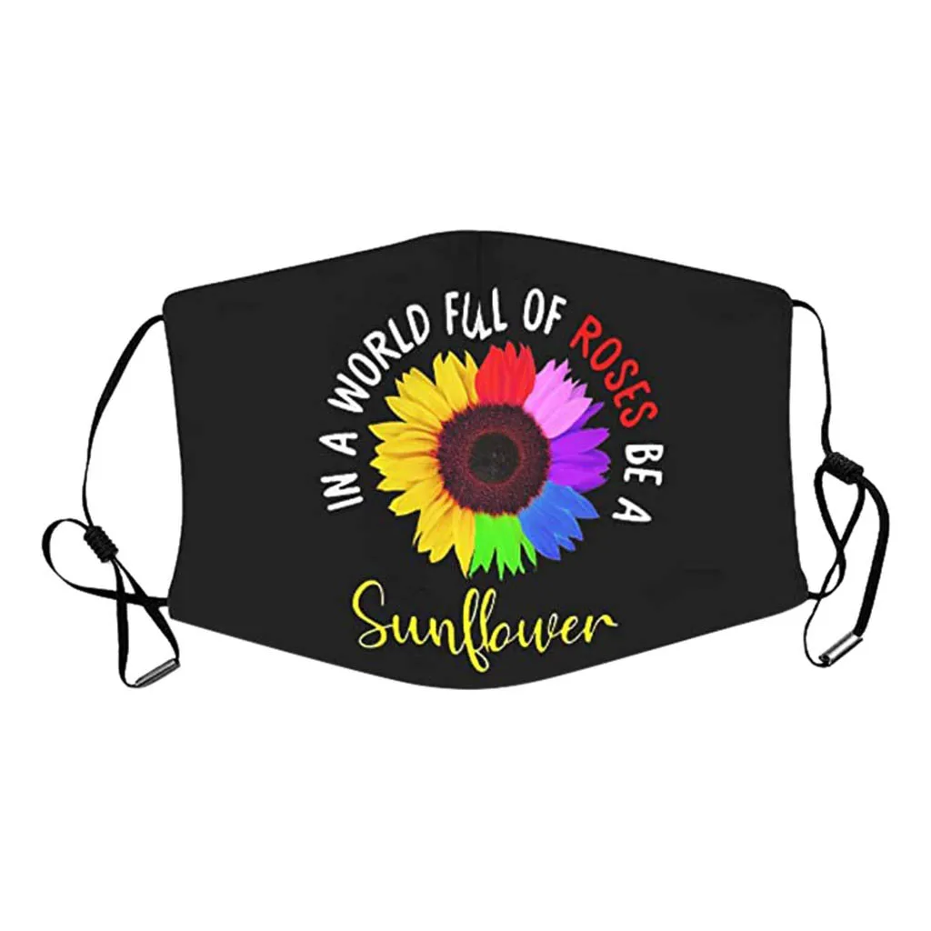 Sunflower Cotton Masks Reusable Washable Dust Face Women Men Adult Protective Breathable Filters Replaceable masque | Безопасность и