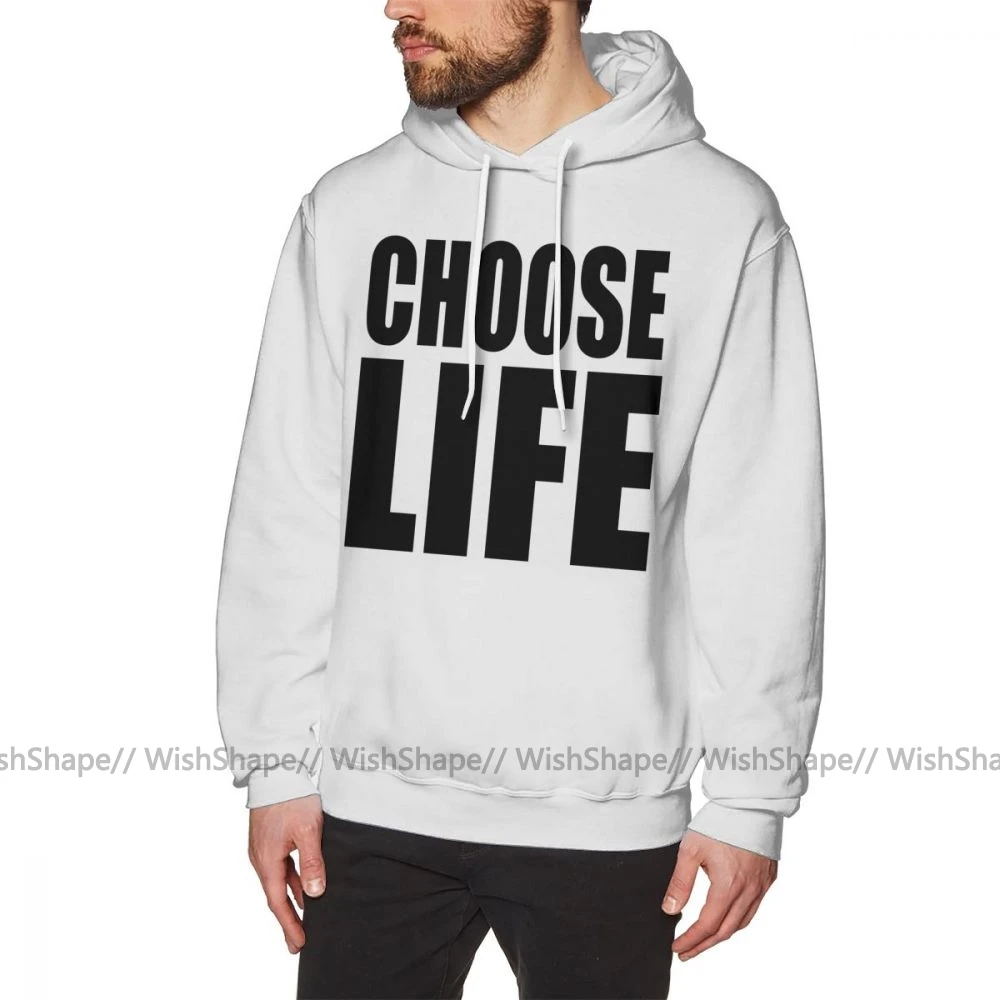Choose Life Hoodie Hoodies Streetwear Mens Pullover Casual Long Sleeve Over Size Blue Cotton Warm | Мужская одежда