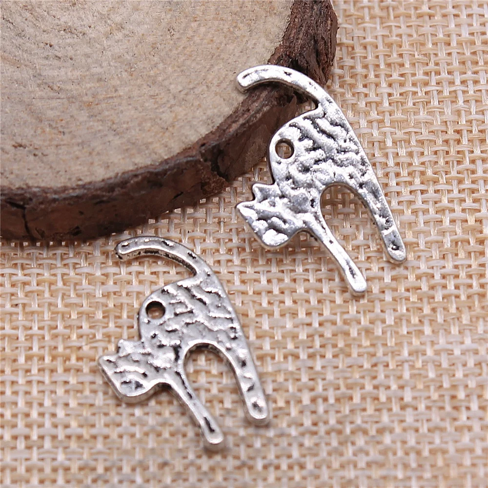 

free shipping 40pcs 26x15mm antique silver Angry cat charms diy retro jewelry fit Earring keychain hair card pendant accessories