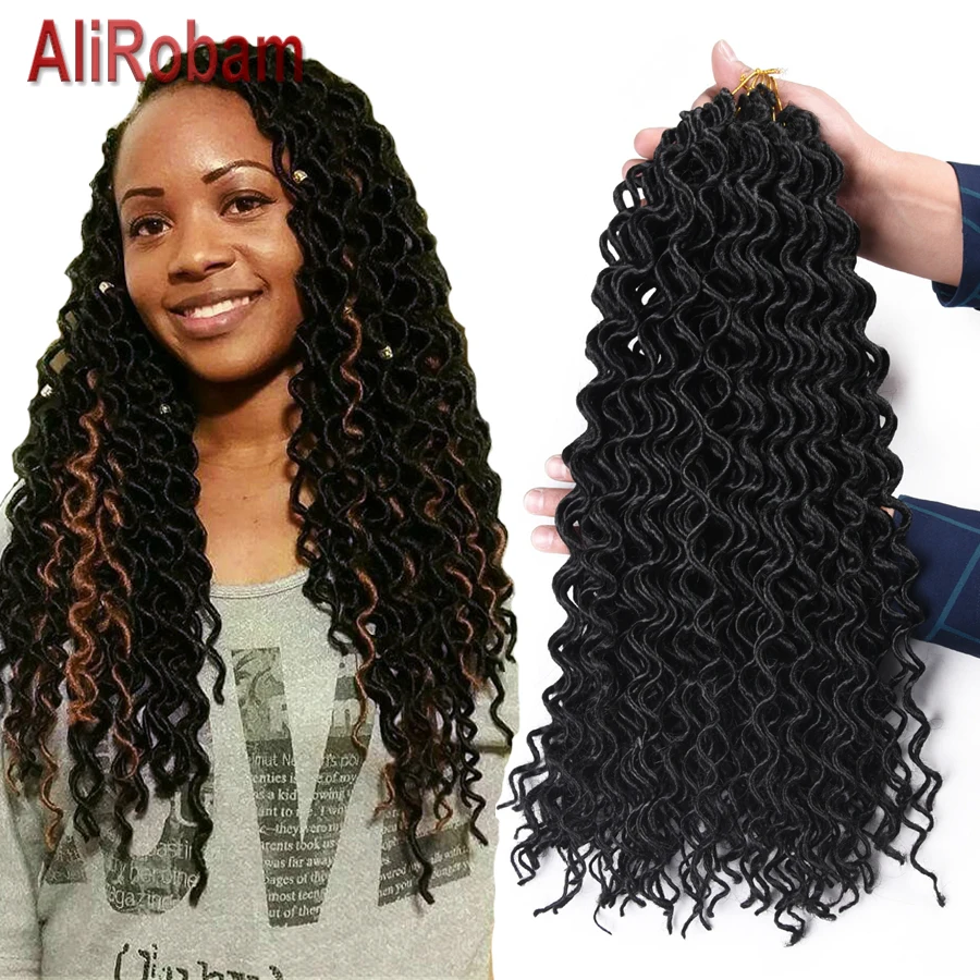 Синтетические волосы AliRobam Faux locs CURLY плетеные косички 18 дюймов Длинные для