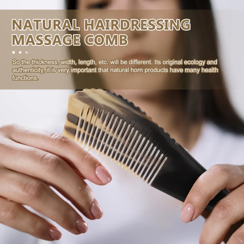 

2Pcs Fine Tooth Combs Yak Horn Combs Home Hair Styling Exquisite Combs (Black)