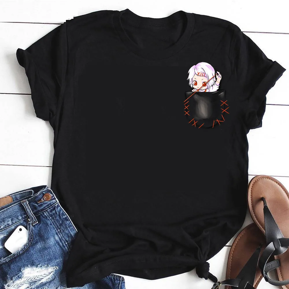 Японская забавная футболка с Токийский Гуль Джузо Повседневная модная летняя