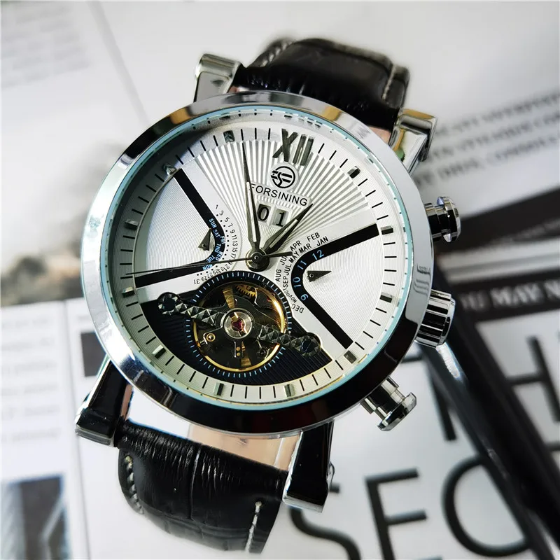 Forsining 2020 Tourbillion Classic Design Calendar Display Bezel Genuine Leather Automatic Watch Mens Watches Top Brand Luxury | Наручные