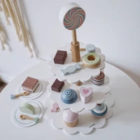 wooden cake toy afternoon tea childrens play house kitchen ice cream cake tea toy girl birthday gift