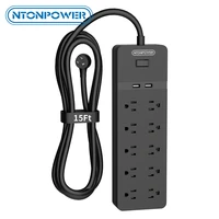 ntonpower 1080j surge protector 15ft extension cable power strip with usb switch wall mountable 10 outlets 2 usb for homeoffice