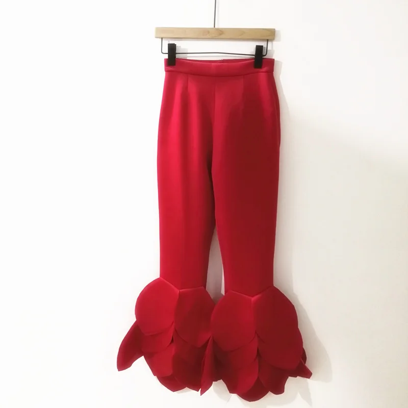 

Women Summer Slim Pants Bodycon Flared Trousers Ruffles Office Ladies Female Bell Bottoms Casual Elegant Classy 2020 Fashion