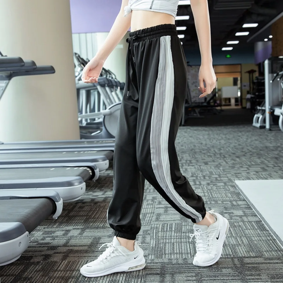 EF8231 свободные штаны для йоги с боковыми полосками женские фитнеса и бега