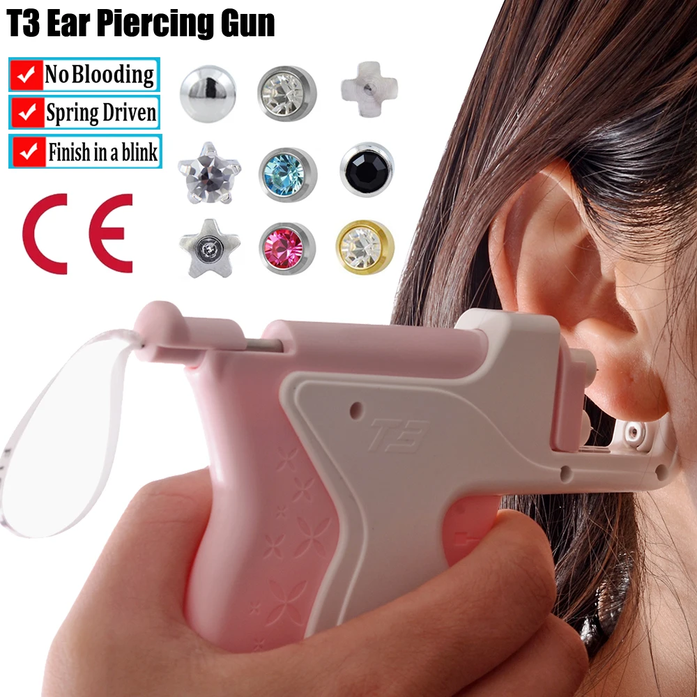 T3 Professional Ear Piercing Gun Sterile Ear Piercing Device New Design Home Use Ear Cartilage Tragus Helix Piercing Tool
