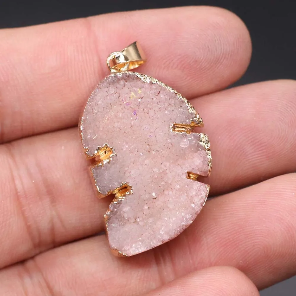 Подвеска кластер из натурального камня в форме листа изысканные Подвески для