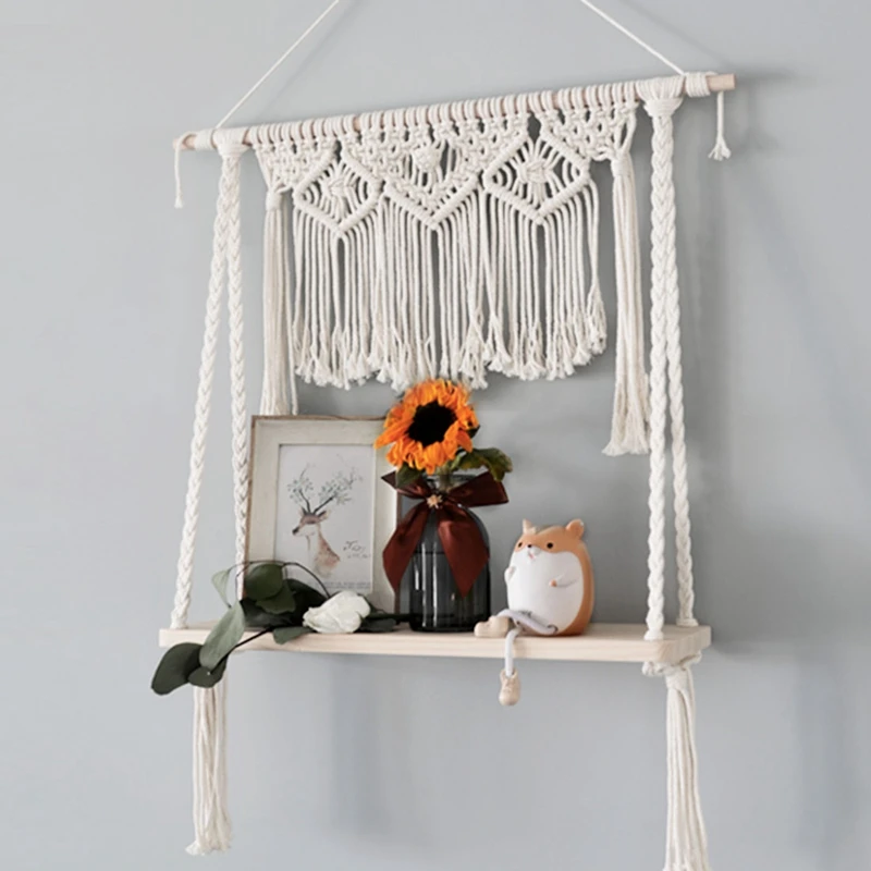 Декоративный Настенный Гобелен из хлопка Подвесной деревянный стеллаж для