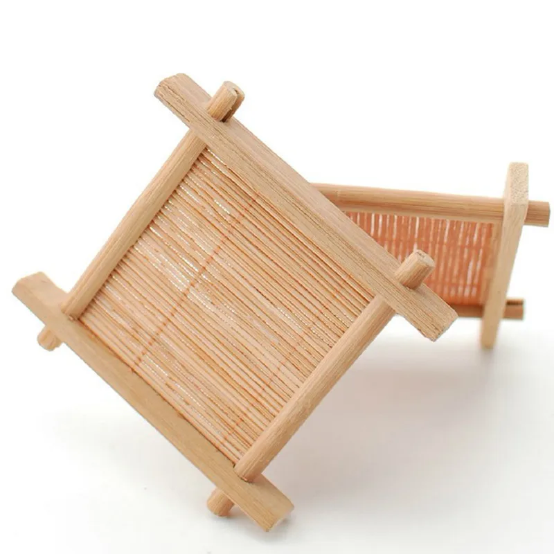 

Natural 6pc 100% Bamboo Wood Trays For Tea Trays 7cm*7cm Creative Chinese Word Jing Concave Cup Mat