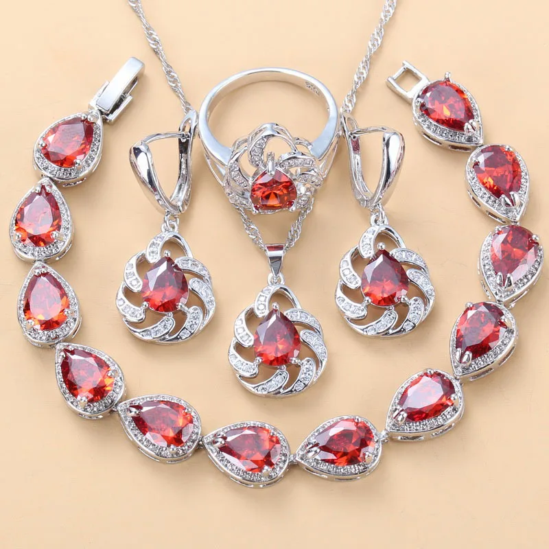 Набор свадебных украшений высшего качества 10 цветов натуральный красный гранат