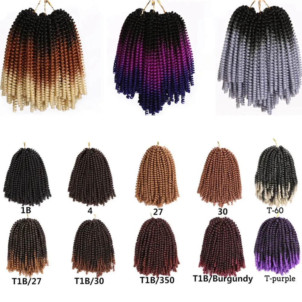 

8inch Fluffy Spring Twist Crochet Hair Jamaican For Black Women Synthetic Ombre Crochet Braiding Hair Extension Hair Expo City