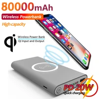 80000mah large capacity qi wireless power bank portable external batteryfast charging phone charger for xiaomi samsung iphone