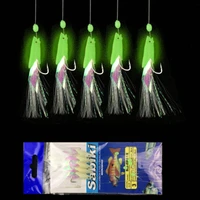 5pcsset swim portable soft silicone head carbon steel tied up glow fish lure soft bait long tail string hook