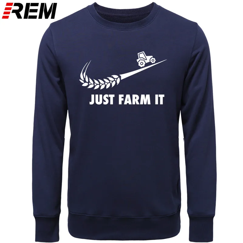 Худи rem Fashion Just Farm It для мужчин, с круглым вырезом, хлопок, с длинным рукавом, фермер, фермерский человек, топы, Толстовки, Толстовки - Цвет: NAVY WHITE