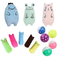 12pcs plush cats chewing toy interactive cat molar cleaning teeth toy funny plastic jingle ball for pet kitten toys cat supplies