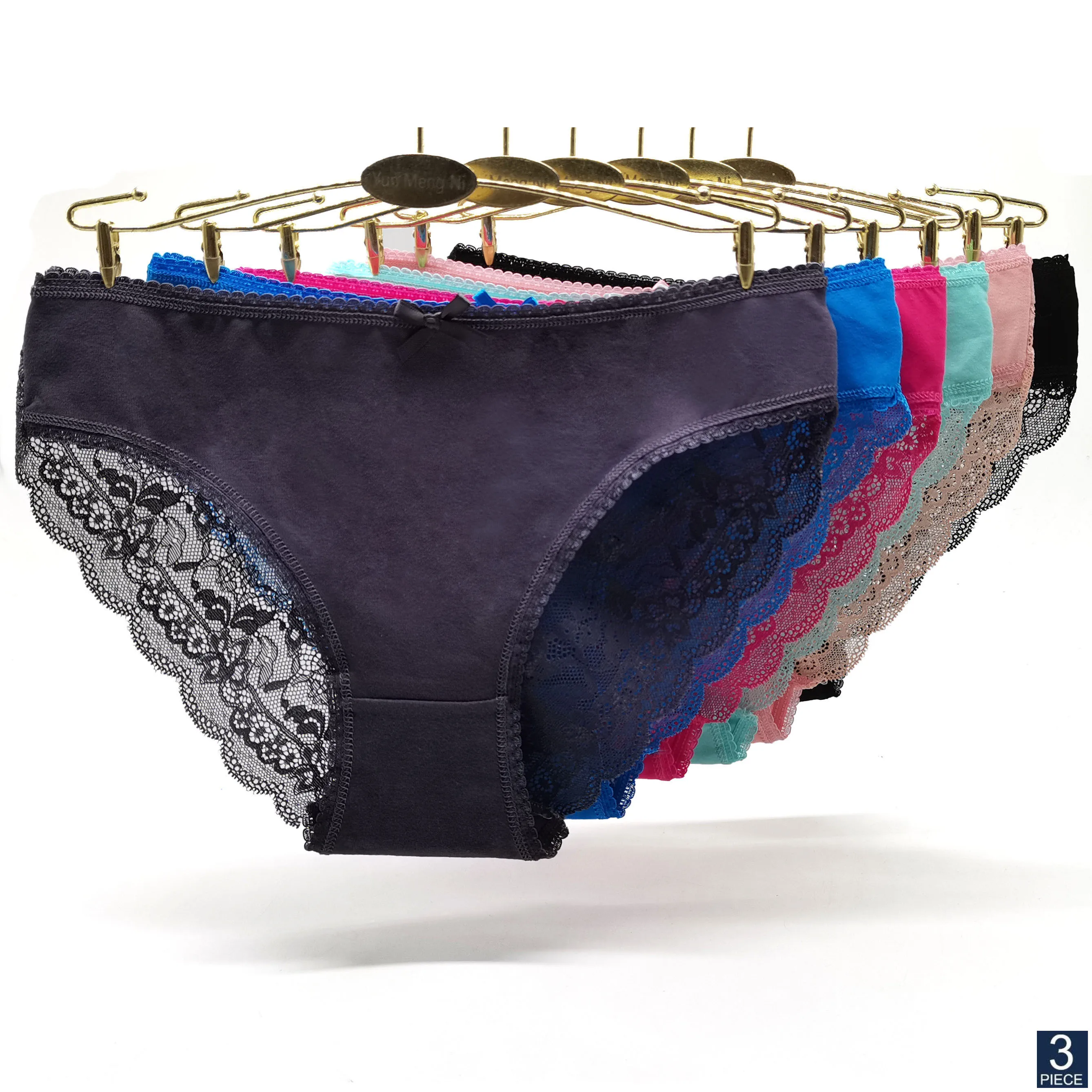 

Alyowangyina 3 шт./лот, 3 цвета, женское нижнее белье с низкой посадкой, одноцветные хлопковые сексуальные кружевные трусы, нижнее белье 89458