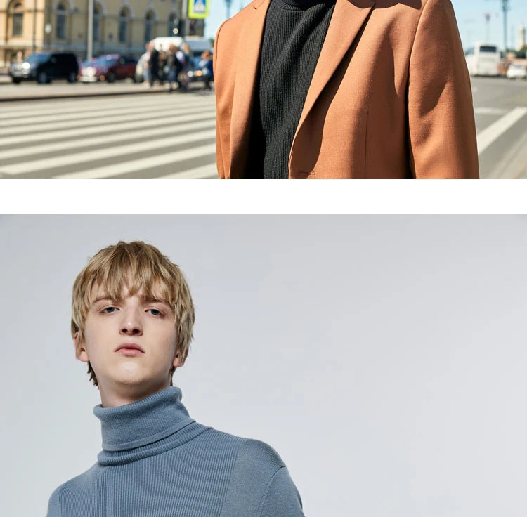 JackJones Мужской умный Повседневный светильник с длинными рукавами свитер с воротником-стойкой 219324525