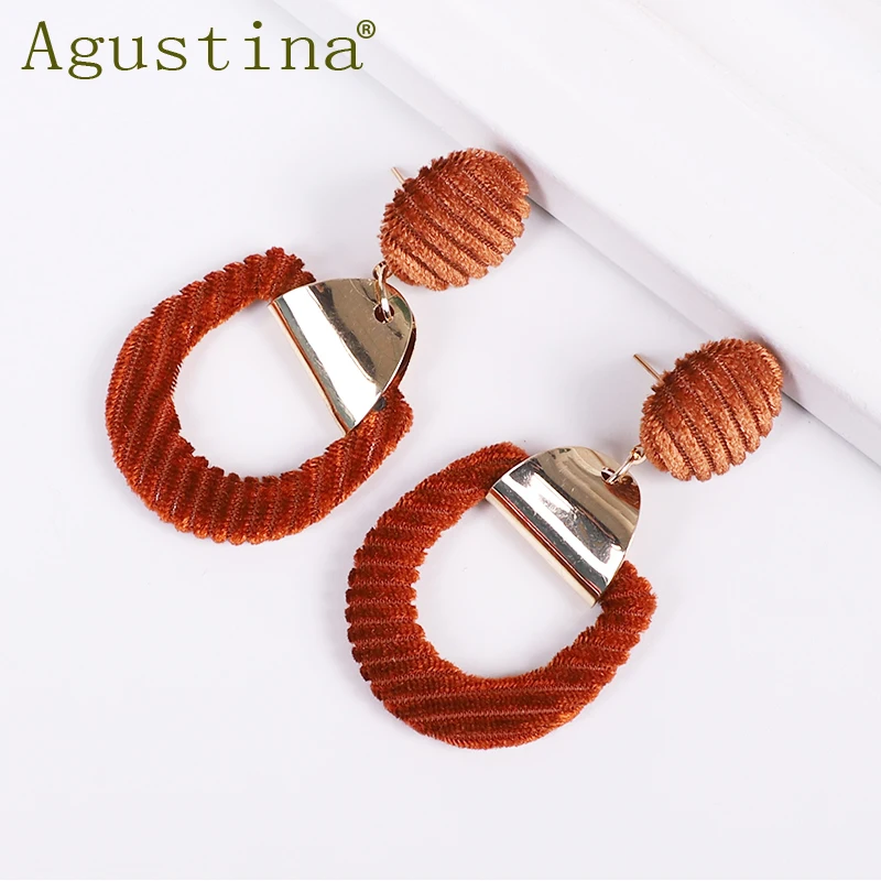 Женские винтажные серьги из сплава и плюша Agustina черные бархатные с
