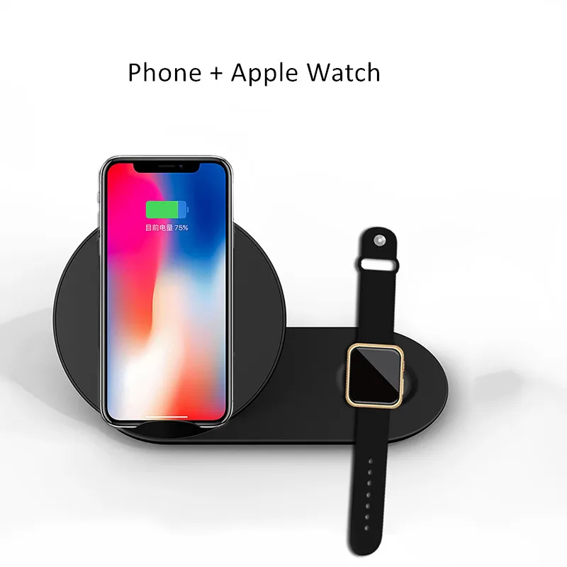 phone apple watch Qi Беспроводное зарядное устройство для samsung Watch S8 Note 9 телефон быстрая Беспроводная зарядка держатель для iPhone X XS MAX 8 plus для Apple Watch - Цвет: phone apple watch