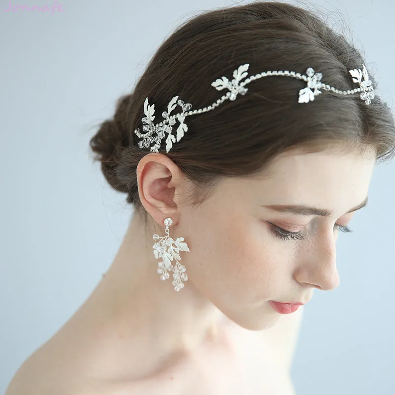 Silver Color Rhinestone Bridal Hair Vine Leaf Women Headband Tiara Handmade Wedding Piece Accessories | Украшения и аксессуары
