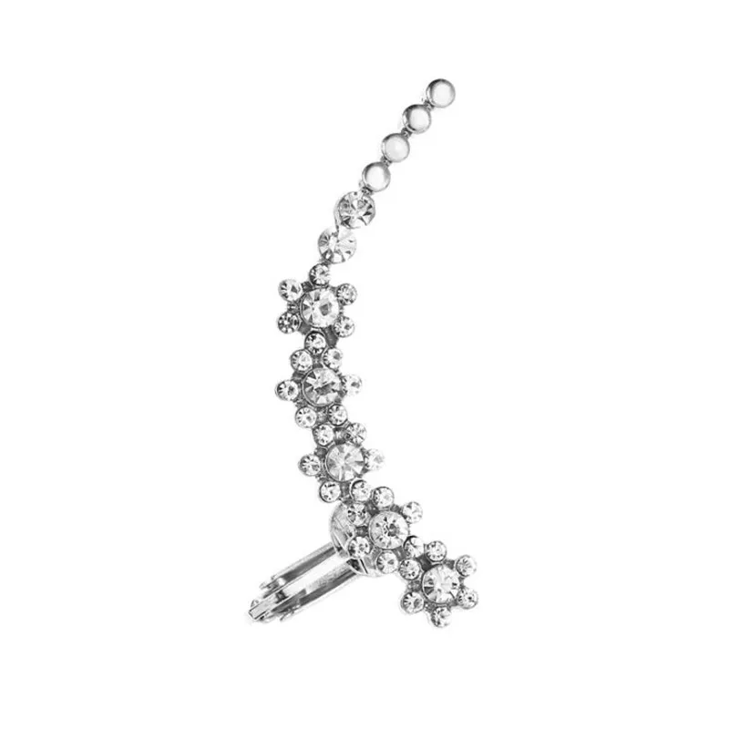 008 silver DIEZI цельные корейские Роскошные серьги-каффы для женщин и девушек, модные серьги-клипсы с кристаллами серьги-Каффы - Окраска металла: 008 silver