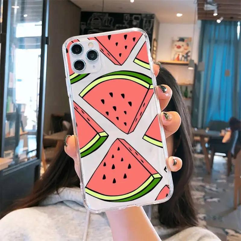 

Summer Fruit Watermelon Lemon Phone Cases Transparent for iPhone 6 7 8 11 12 s mini pro X XS XR MAX Plus se cover funda shell