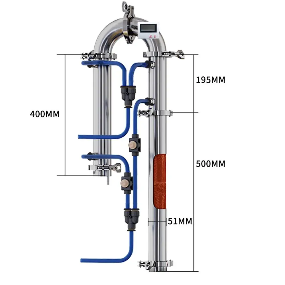 

Tubular distillation column with copper net alcohol production home brewed brandy vodka whisky moonshine distilled equipment
