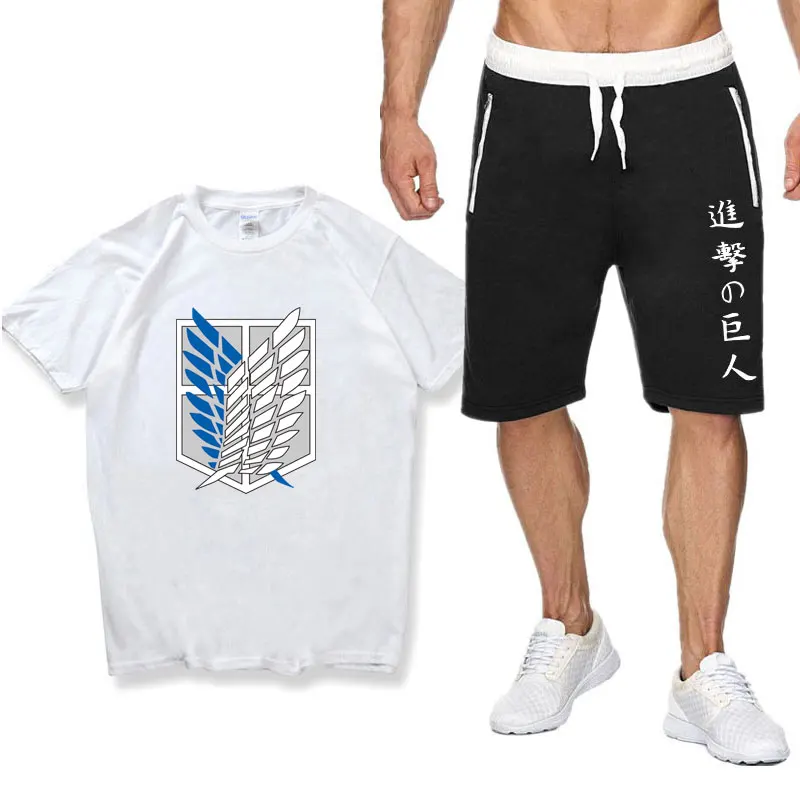 

Men'S Sets 2021 Attack On Titan New Summer T-Shirts + Shorts Sweatpants Jogging Homme Casual Harajuku T Shirt For Men Clothing