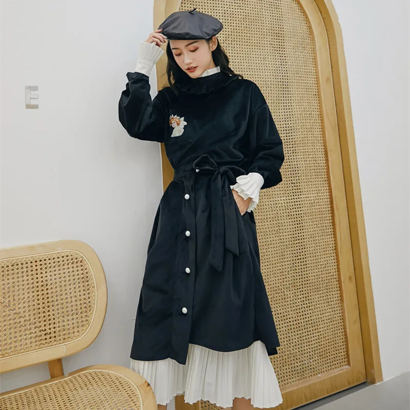 Мода весна осень новый темперамент Женская мода Ретро Бархат жемчуг Пряжка