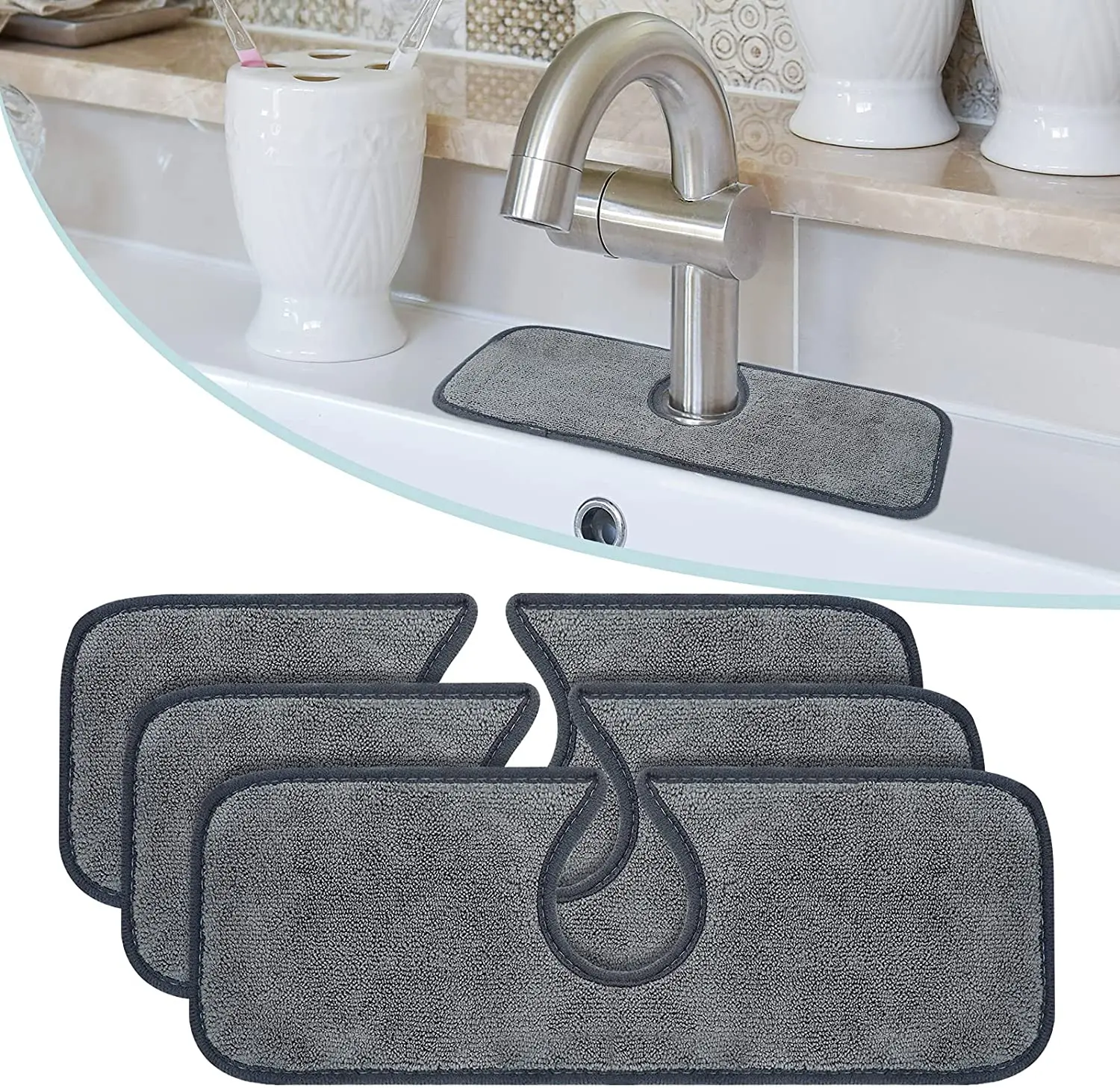 

Kitchen Faucet Absorbent Mat Sink Splash Guard Microfiber Faucet Splash Catcher Countertop Protector for Kitchen Bathroom