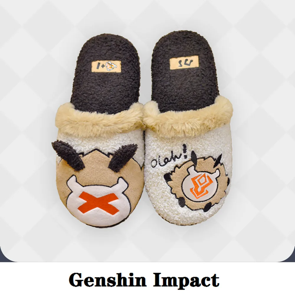 

Genshin Impact Anime Accessories Tcho-Tcho Plush Slippers Game Cosplay Props Project Monster Casual Home Velvet Shoes Halloween
