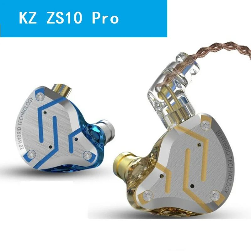 KZ ZS10 Pro Наушники золотистого цвета 4BA + 1DD гибридные наушники вкладыши HIFI гарнитура