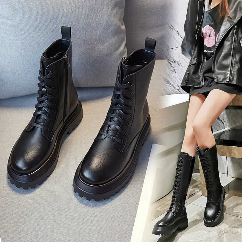 

ladies fashion platform boots chunky heel wedges mid calf women boots casual brand thick bottom winter shoes woman