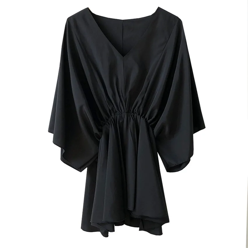 

Blusas 2020 Summer Women's Blouse Pullover Short Sleeve Shirt Womens Tops And Blouses Loose Batwing Sleeve v-Neck Shirt Women