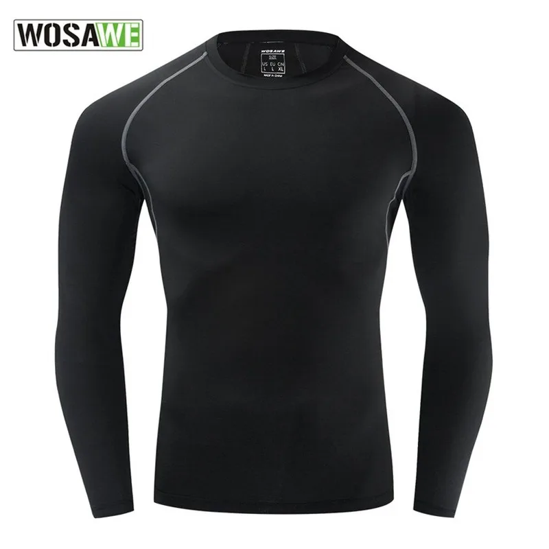Мужская футболка для бега WOSAWE компрессионная с длинным рукавом занятий фитнесом