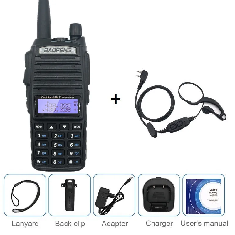 add earpiece 8 Вт BAOFENG UV-82 Plus 8 Вт 10 км рация станция CB VHF/UHF морская ветчина радио двухстороннее Amador 8 Вт UV82 плюс - Цвет: add earpiece