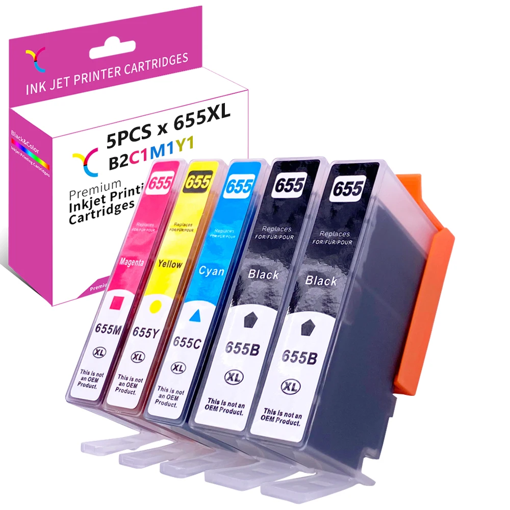 

YC 5 шт. 655XL 655 чернила для принтера HP 5525 чернила для принтера 4615 чернила для принтера 4625 чернила для принтера 4525 чернила 6520 чернила 6525 чернила ...
