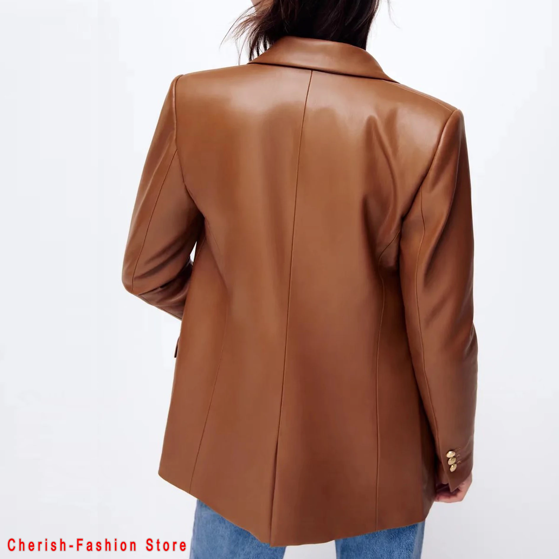 Loose PU Faux Leather Jacket Women Classic Moto Biker Jacket Spring Autumn Lady Basic Coat Brand Leather Blazers Brown Outerwear