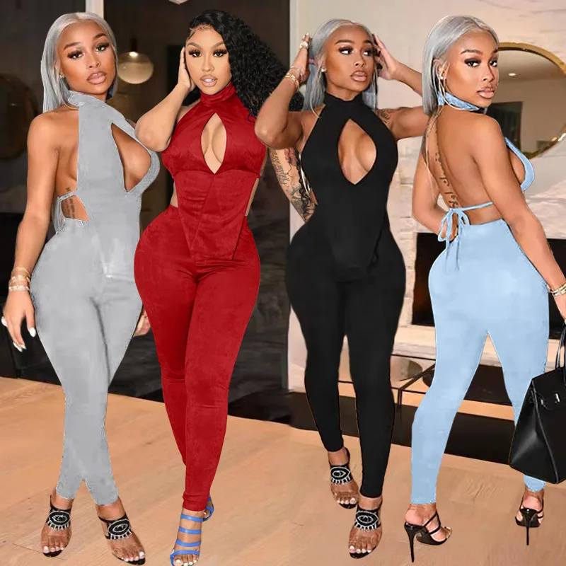 

Oluolin Women Sexy Solid Hollow Out Patchwork Tshirt Top Leggings 2 Pieces Set Backless Bandage Streetwear Outfits Tracksuit