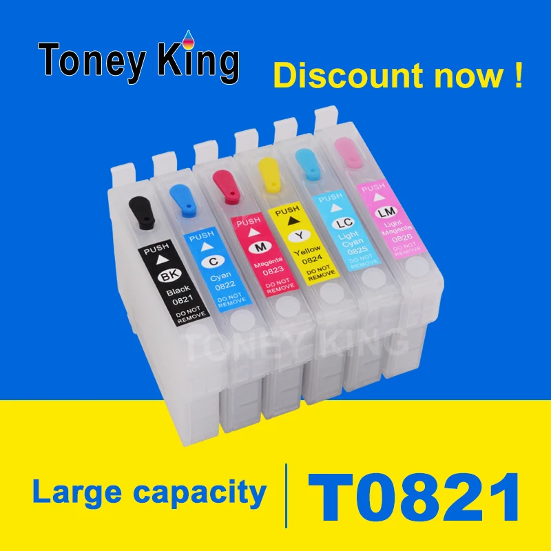 Чернильный картридж Toney King T0821 T0822 T0823 T0824 T0825 T0826 для принтера Epson Stylus Photo T50 R290 R295 R390